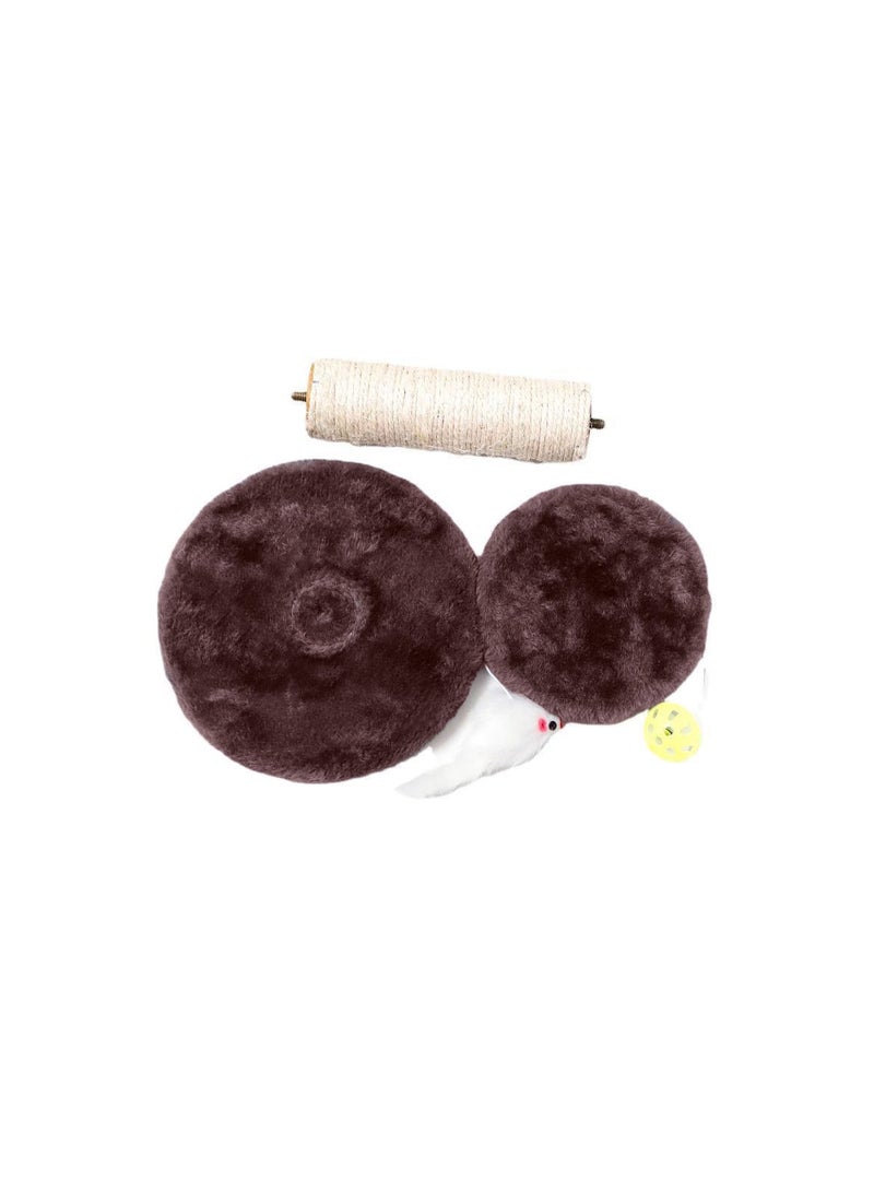 Double Layer Double Lob Mouse Plush Cat Climbing Frame, 20cm Sisal Cat Scratching Board Column, Cat Tree, Cat Jumping Platform, brown - Image 3