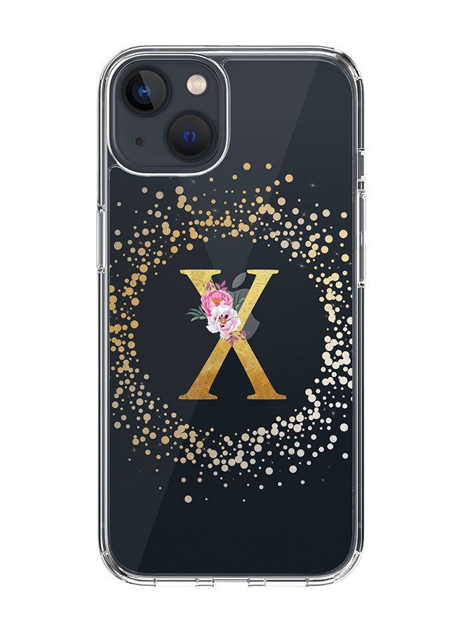 Stylizedd Classic Clear Case For iPhone 15 Plus, Hybrid Soft Case Thin Cover- Custom Monogram Initial Letter Floral Pattern Alphabet - X(Transparent) - Image 1