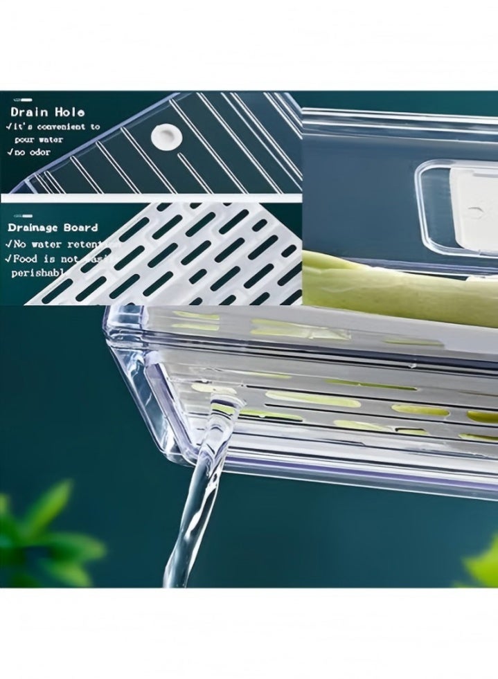 DUNISO 2 Pack Fridge Organizer Bins with Lids, Stackable Food Storage Box with Lids/Drain Tray and Drawer, Space Saving, Waterproof and Durable, Suitable for Fruits, Vegetable, Food, Drinks, 30*20*11cm, Clear - Image 5