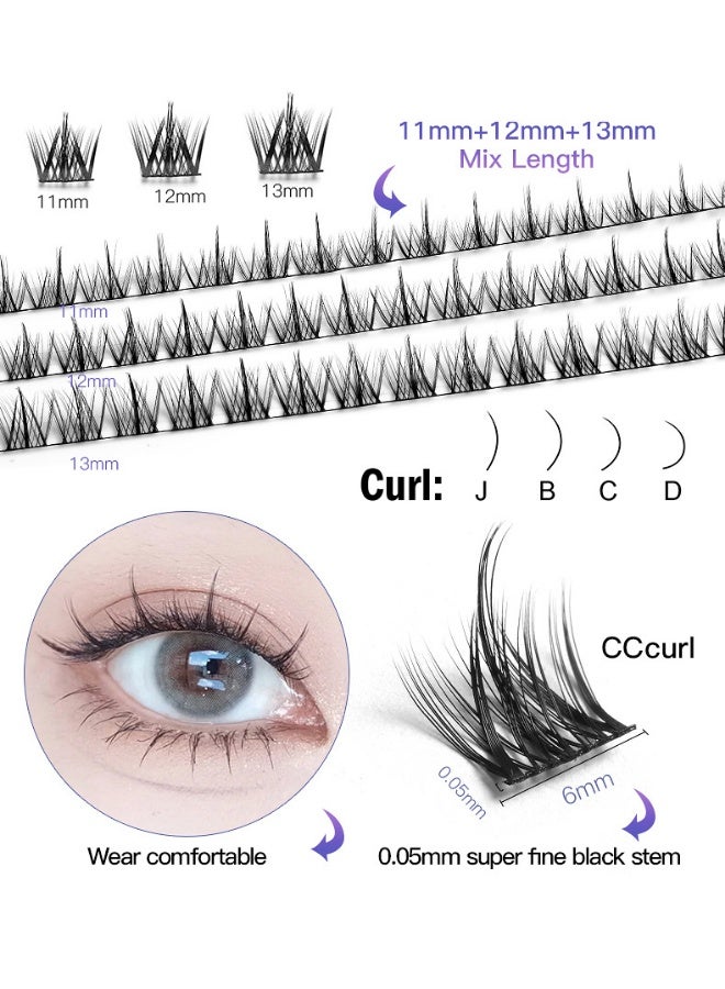 فلاي رود مجموعة رموش صناعية من 60 قطعة - 4 أنواع من التجعيدات، بطول 11-13 مم، شريط أسود رفيع للغاية 0.05 مم، قابلة للتشذيب وإعادة الاستخدام، علبة ملونة - Image 3