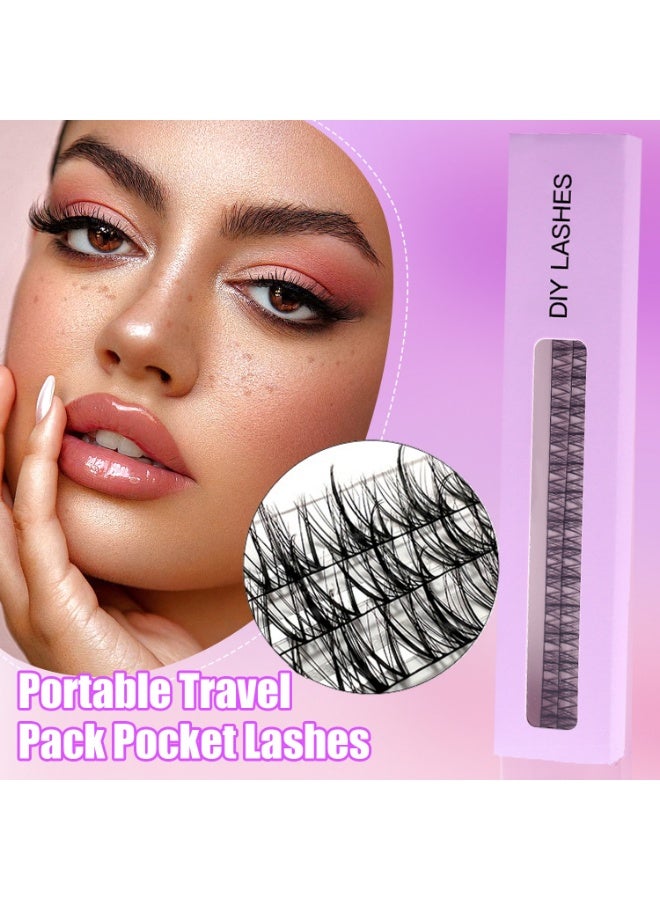 فلاي رود مجموعة رموش صناعية من 60 قطعة - 4 أنواع من التجعيدات، بطول 11-13 مم، شريط أسود رفيع للغاية 0.05 مم، قابلة للتشذيب وإعادة الاستخدام، علبة ملونة - Image 1