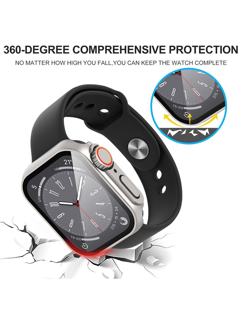 KENSUO for Apple Watch 41mm Screen Protector Case, [ Looks Like Ultra Protector Case ] Tempered Glass Unique Design Case Cover for iWatch Series 7/8/9 Series SE 2 41mm (Titanium for iWatch 41mm) - Image 4