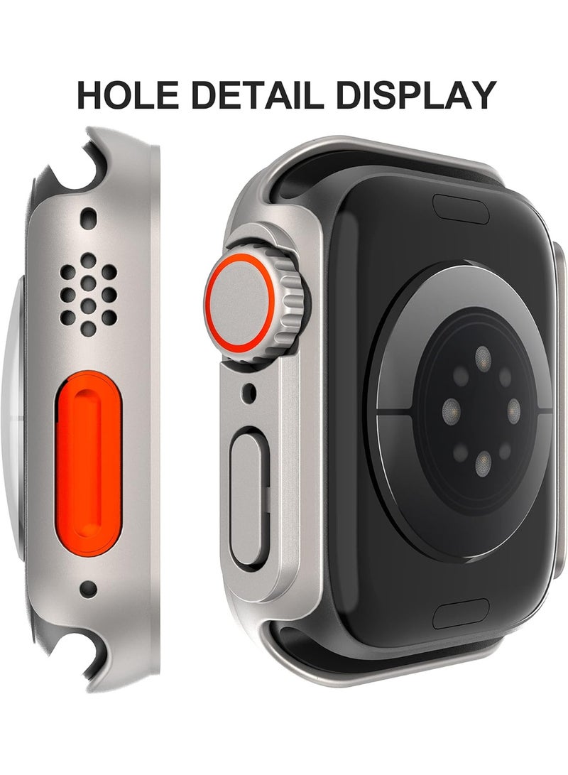 KENSUO for Apple Watch 41mm Screen Protector Case, [ Looks Like Ultra Protector Case ] Tempered Glass Unique Design Case Cover for iWatch Series 7/8/9 Series SE 2 41mm (Titanium for iWatch 41mm) - Image 3