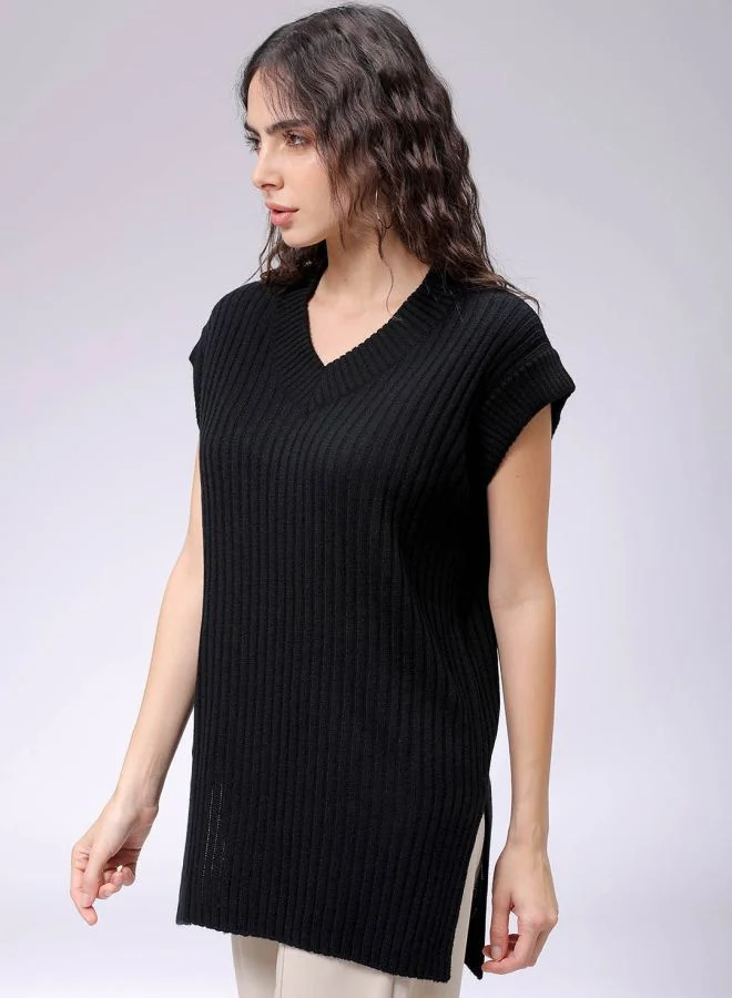 مرفوعة Women Boxy Fit Solid Sweater Vest