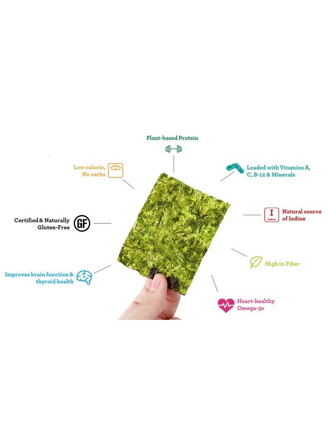 غيمي Gimme Seaweed، أعشاب بحرية عضوية محمصة، (5 جرام)، خالية من الكائنات المعدلة وراثيًا وخالية من الجلوتين، ملح البحر، 0.17 أونصة - Image 4