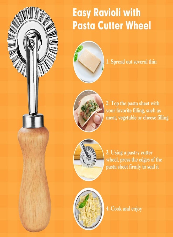 EoaMen 2Pcs Pasta Cutter Wheel Stainless Steel Fluted Pastry Ravioli Cutter Wheel with Wooden Handle Pastry Crimper for Home Kitchen - Image 4