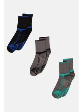 Men 3 Pair Diamond Cushion Comfort Crew Socks, Multicolor