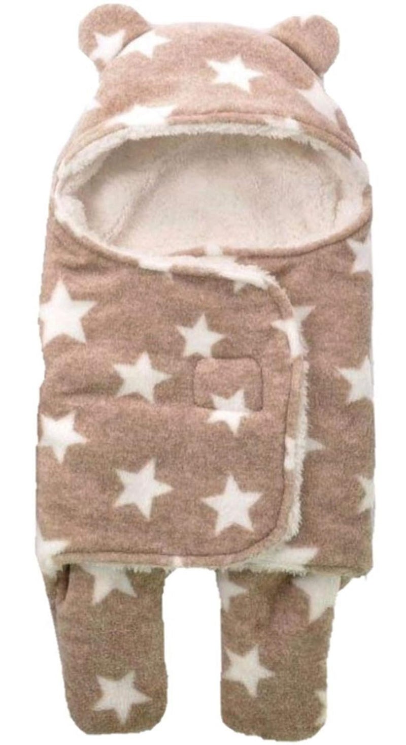 Brandonn BRANDONN Baby Blankets New Born Combo Pack of Super Soft Baby Wrapper Baby Sleeping Bag for Baby Boys, Baby Girls, Babies (76cm x 70cm, 0-6 Months, skin friendly, Fleece, Stars grey, beige)  - Image 4