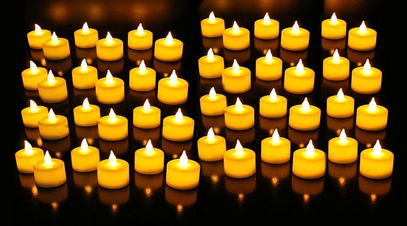 EIN SOF LED Tealight Candles - Pack of 48 pcs, Safe, Eco-Friendly, and Long-Lasting Flameless & Smokeless Candles for Romantic Ambiance and Versatile Decorating - Warm White, 3cmx3cm - Image 1