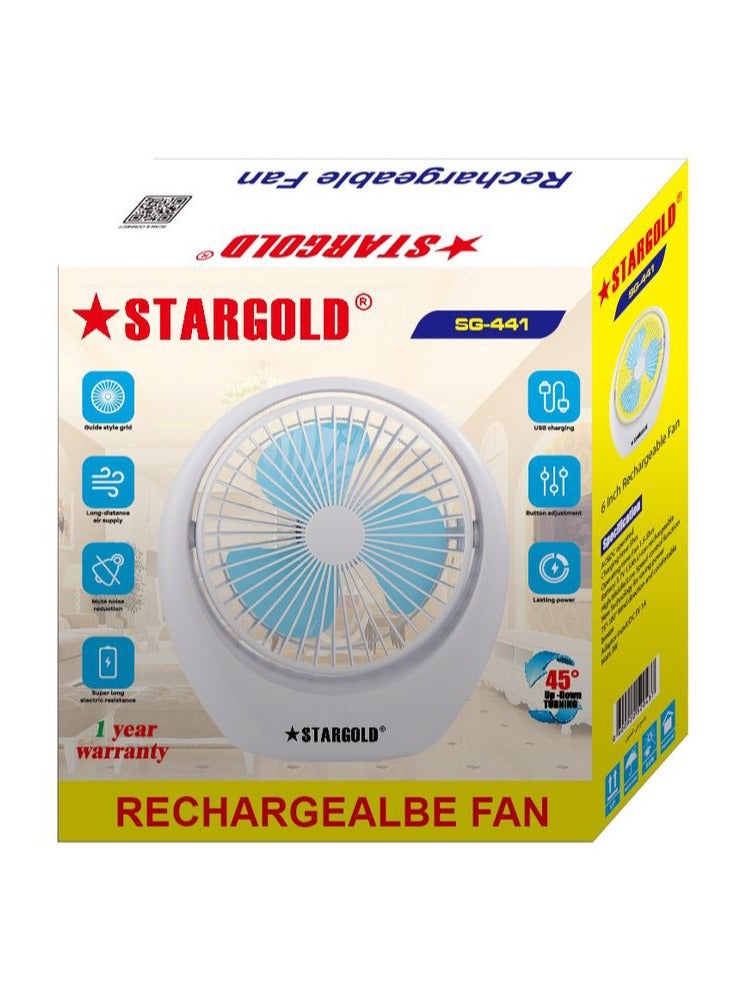 Stargold Rechargeable Mini Fan USB Charging Fan 6 Inch SG441 - Image 2