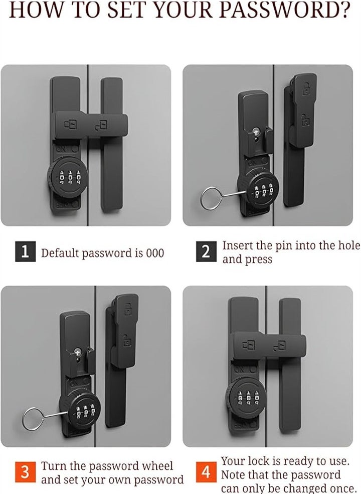 Generic - 90 degree stainless steel special door lock, keyless cabinet lock mechanical password lock, file cabinet lock universal door lock (two installation methods) - Image 1