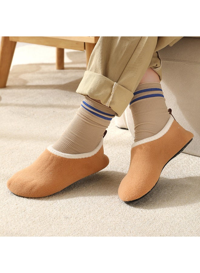 Children's Home Shoes, Floor Indoor Shoes, Men's And Women's Non-slip Soft Sole Plus Velvet Slippers, Home Cotton Shoes, Breathable And Warm
