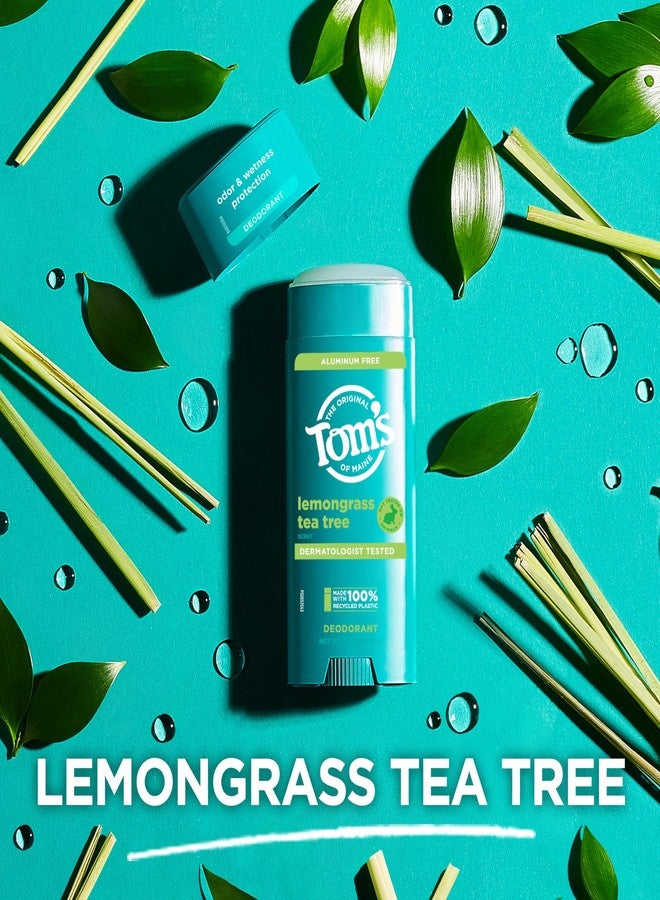 Tom's of Maine Lemongrass Tea Tree Aluminum Free Natural Deodorant For Women & Men | Goes on Clear | Odor & Wetness Protection | Naturally Derived and Moisture-Locking Ingredients | 3.25 oz (2 Pack) - Image 4