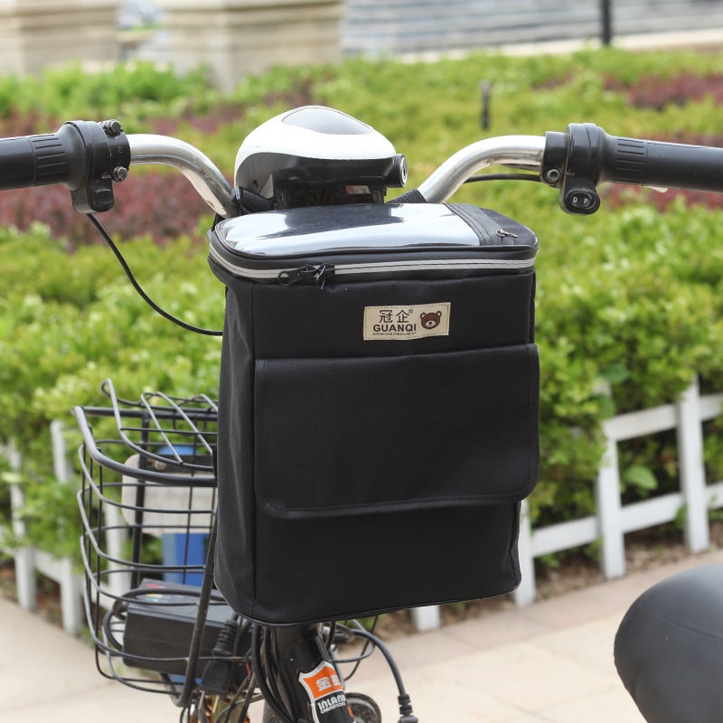 Generic Electric Car Hanging Bag Battery Car Front Rainproof Hanging Bag Self-propelled Bicycle Storage Bag Large Capacity Touch Screen Bag Black 