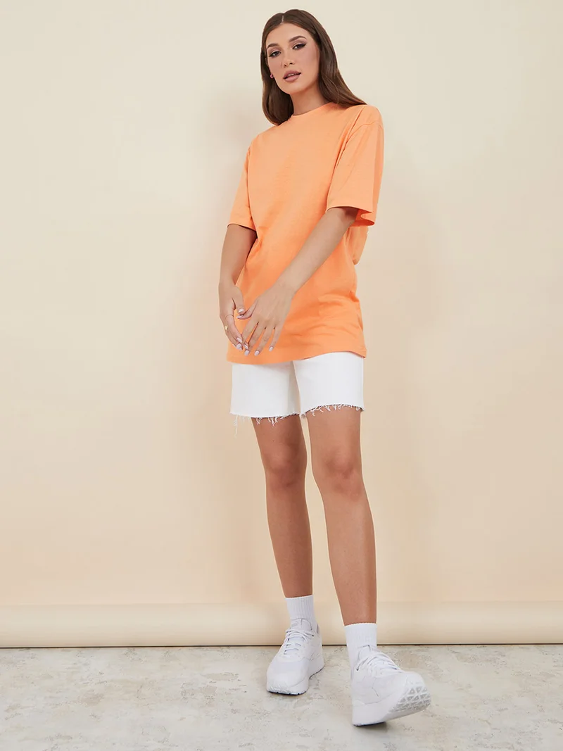 Styli Treat People with Kindness Back Slogan Oversized Longline T-shirt