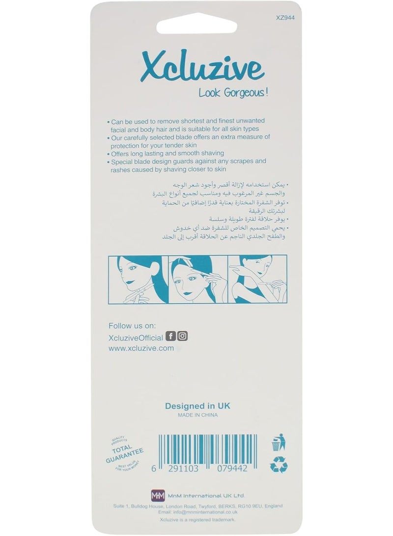 Xcluzive Facial & Body Hair Razor, Pack of 3, Plastic Handle, Unisex-Adults - Image 3