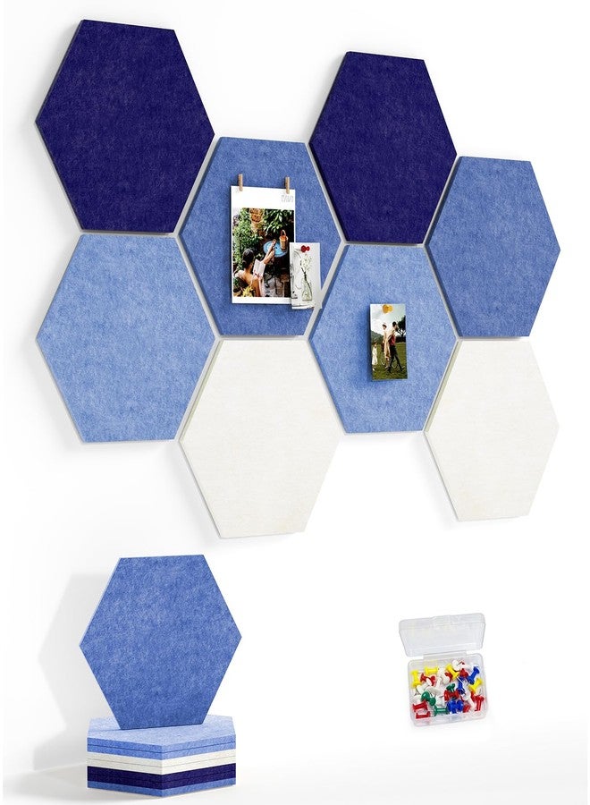 Uoisaiko 8 Pack Hexagon Felt Bulletin Board Tiles - 12" Large Thick Pin Board for Walls with 30 Push Pins, DIY Boards for Office Home School Decor, Aesthetic Hex Cork Board Alternative - Image 1