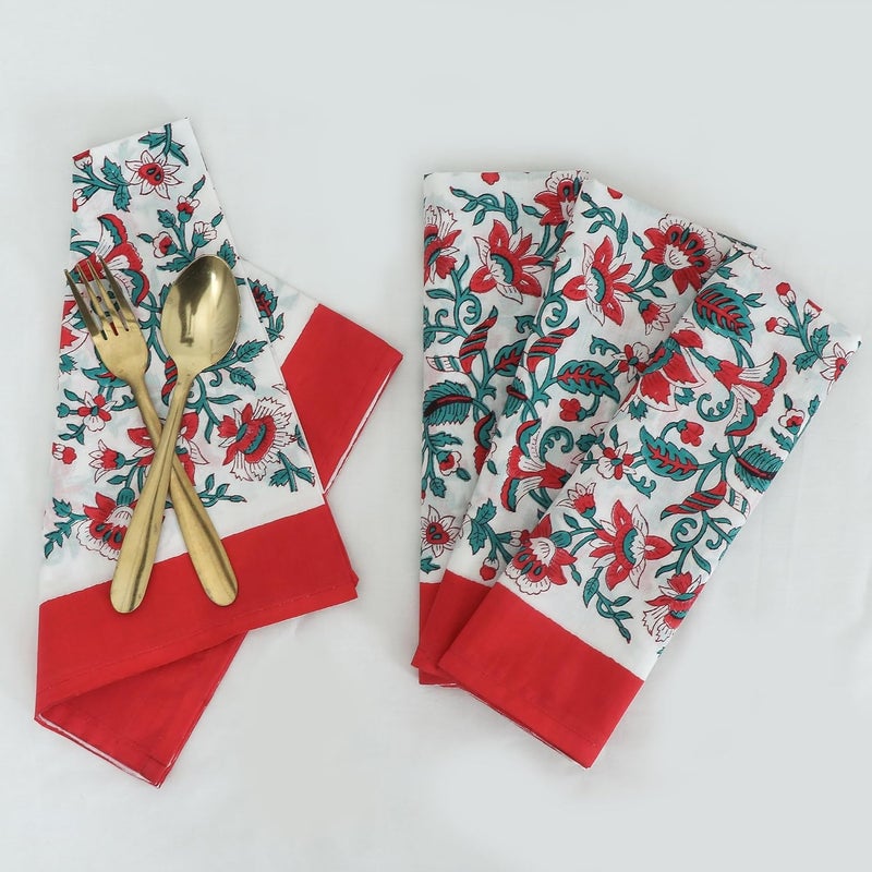 The Block Printed Napkins Cotton Napkins 20x20 Informal Dinner Napkins Hand Block Printed Napkins Indian Cloth Napkins Eco Friendly Napkins Washable Napkins Set of 6 - Image 5