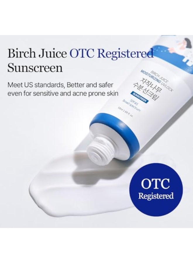 راوند لاب عصير البتولا المرطب بحاجز وقائي من الأشعة فوق البنفسجية SPF 45 عريض الطيف 1+1 (حزمة من 2 قطعة)، واقي شمس خفيف نسيج مصل رطب للبشرة الحساسة، خالٍ من البصمة البيضاء، خالٍ من العطر، واقي شمس كوري | واقي شمس خفيف نسيج مصل رطب للبشرة الحساسة - Image 5