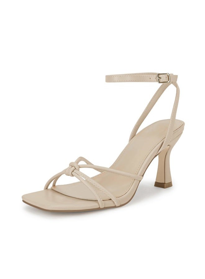 LAICIGO Women's Square Open Toe Heeled Sandals Stiletto Kitten Heel Ankle Buckle Strap Slingback Summer Dress Sandals - Image 1