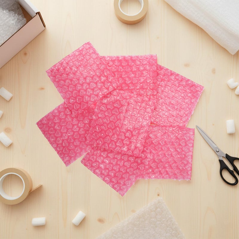 KH866 100 Pcs 4"x4" Love Heart-Shaped Bubble Wrap Pouches, Rose Red Double-Walled Anti-Static Mailing Bags for Packing Shipping Storage â€“ Self-Seal Cushioning Envelopes for Gifts Ornaments Fragile Items - Image 4