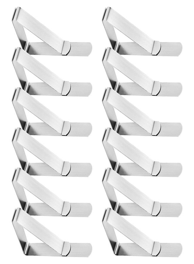 Flyhigter 12 Pack Tablecloth Clips Stainless Steel Table Cloth Cover Clamps Picnic Table Cloth ClipsTable Clips for Restaurant Picnics Marquees Weddings Graduation Party- Fits Up to 1.7” Thick Tables - Image 1