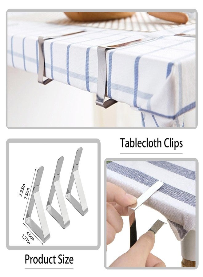 Flyhigter 12 Pack Tablecloth Clips Stainless Steel Table Cloth Cover Clamps Picnic Table Cloth ClipsTable Clips for Restaurant Picnics Marquees Weddings Graduation Party- Fits Up to 1.7” Thick Tables - Image 2