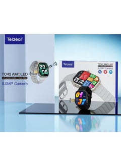 Telzeal TC42 AMOLED 4G Smartwatch with 2.2 Inch AMOLED Display, 8MP Camera, SIM Card Slot, 3 Pairs of Straps, and Charging Cable – Designed for Ladies and Gents, Silver  - Image 4