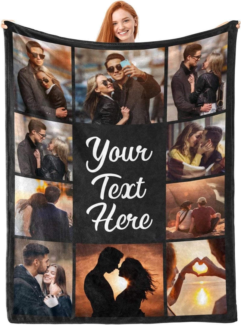 inkArts Custom Blanket Throws with Photos Text Personalized with Picture Customizable, Customize for Mom, Dad, Couple, Girlfriend, Boyfriend, Husband & Wife - Image 1