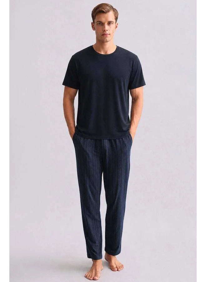 Aytuğ Egyptian Men's cotton Straight Leg Pants Navy
