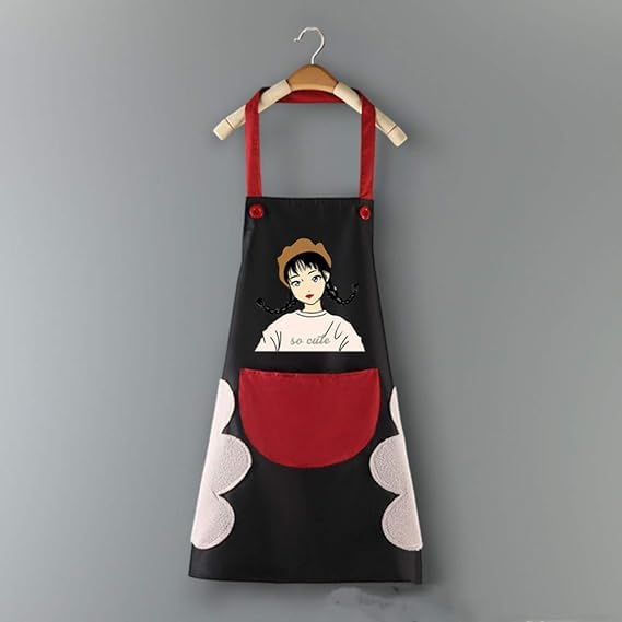 NFI essentials Pack of 2 Kitchen Apron for Women Men with Handwiping Side Towel and Big Front Pocket Waterproof Apron for Kitchen Cooking Chef Apron Kitchen Accessories items for Home Cooking - Image 5