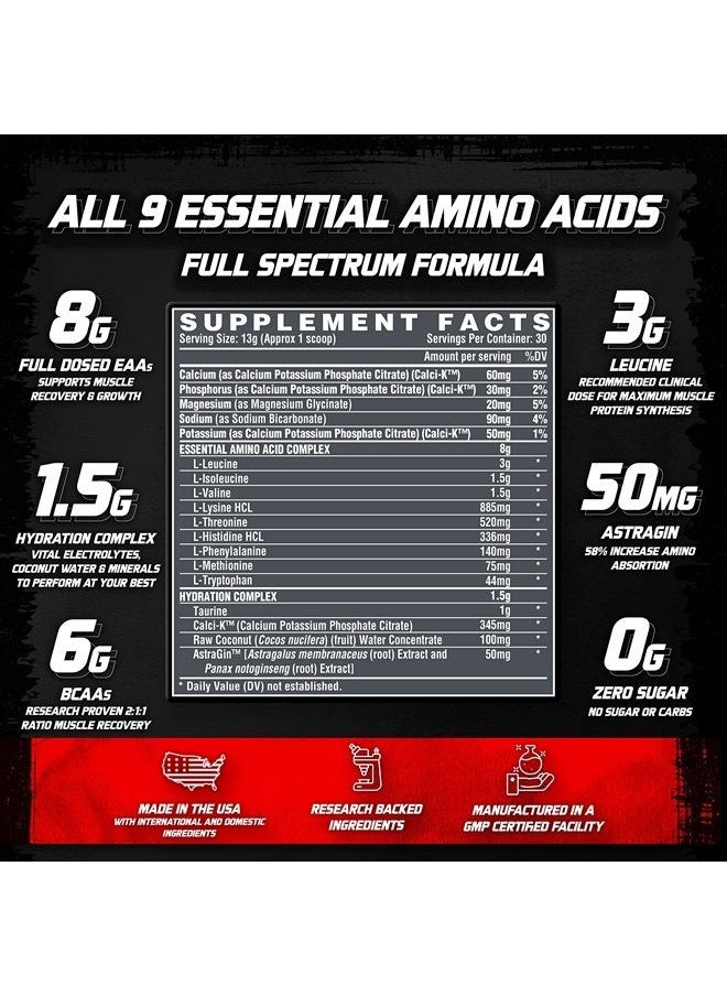 Nutrex Research - مسحوق EAA Hydration EAAs + BCAA لاستعادة العضلات والقوة وبناء العضلات والقدرة على التحمل، 30 وجبة، مشروب الفاكهة - Image 1