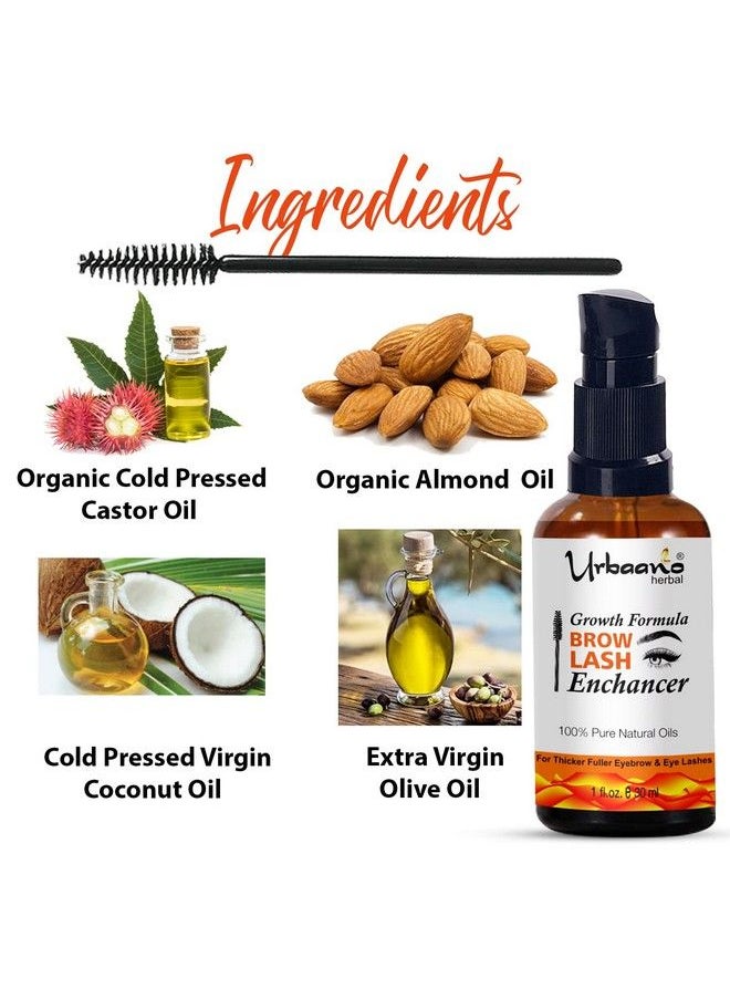 Urbaano herbal - Premium Eyebrow & Eyelash Growth Serum Oil With Best Organic Cold Pressed Almond & Castor Oil For Women & Men Transparent 30Ml (Eye Brow & Eye Lash Serum) - Image 1