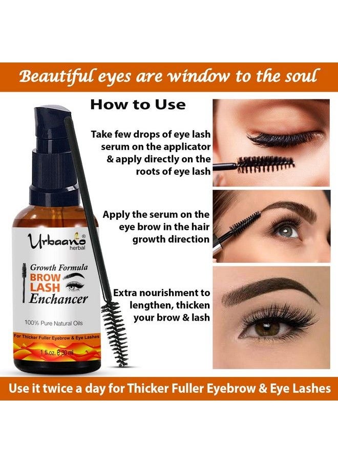 Urbaano herbal - Premium Eyebrow & Eyelash Growth Serum Oil With Best Organic Cold Pressed Almond & Castor Oil For Women & Men Transparent 30Ml (Eye Brow & Eye Lash Serum) - Image 1