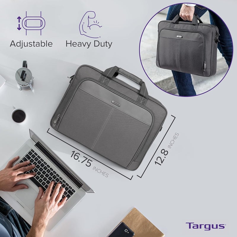 targus Classic Slim Laptop Bag - Ergonomic Briefcase and Messenger Bag - Spacious Foam Padded for Laptops and Under - Image 3