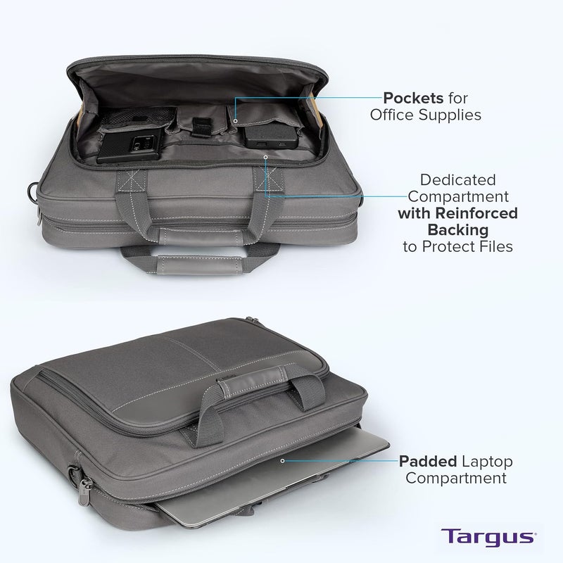 targus Classic Slim Laptop Bag - Ergonomic Briefcase and Messenger Bag - Spacious Foam Padded for Laptops and Under - Image 4