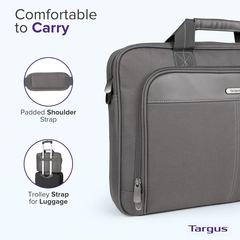 targus Classic Slim Laptop Bag - Ergonomic Briefcase and Messenger Bag - Spacious Foam Padded for Laptops and Under - Image 5