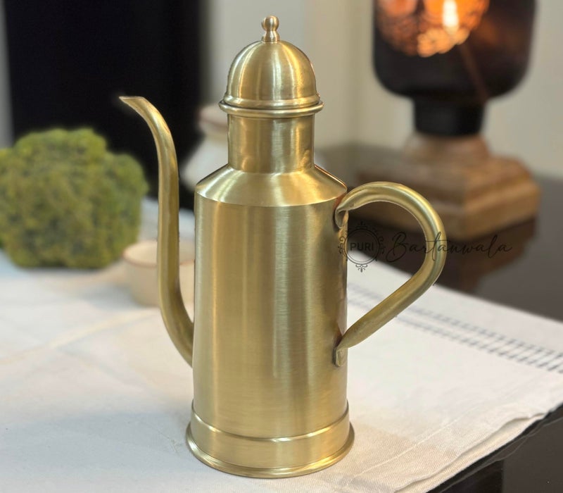 PURI BARTANWALA - Brass/Pital Oil Bottle Inside Tin/Kalai Plating And Outside Matt Finish 650 ml - Image 1