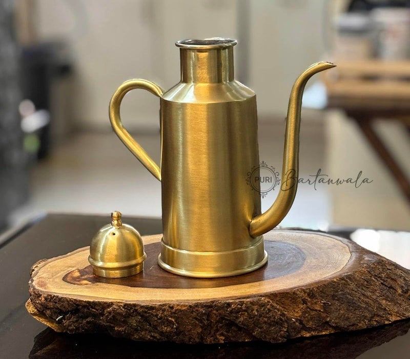 PURI BARTANWALA - Brass/Pital Oil Bottle Inside Tin/Kalai Plating And Outside Matt Finish 650 ml - Image 5