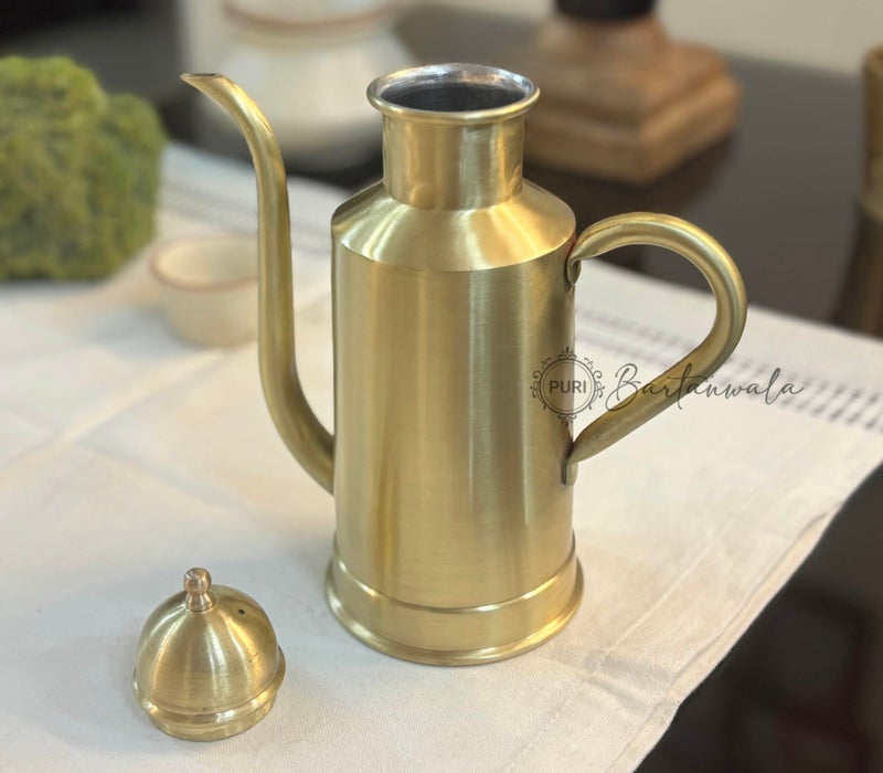 PURI BARTANWALA - Brass/Pital Oil Bottle Inside Tin/Kalai Plating And Outside Matt Finish 650 ml - Image 4