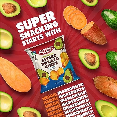 Jackson's Jackson’s Sweet Potato Kettle Chips with Sea Salt made with Premium Avocado Oil (1.5 oz, Pack of 10) - Allergen-friendly, Gluten Free, Peanut Free, Vegan, Paleo Friendly - Shark Tank Product - Image 3