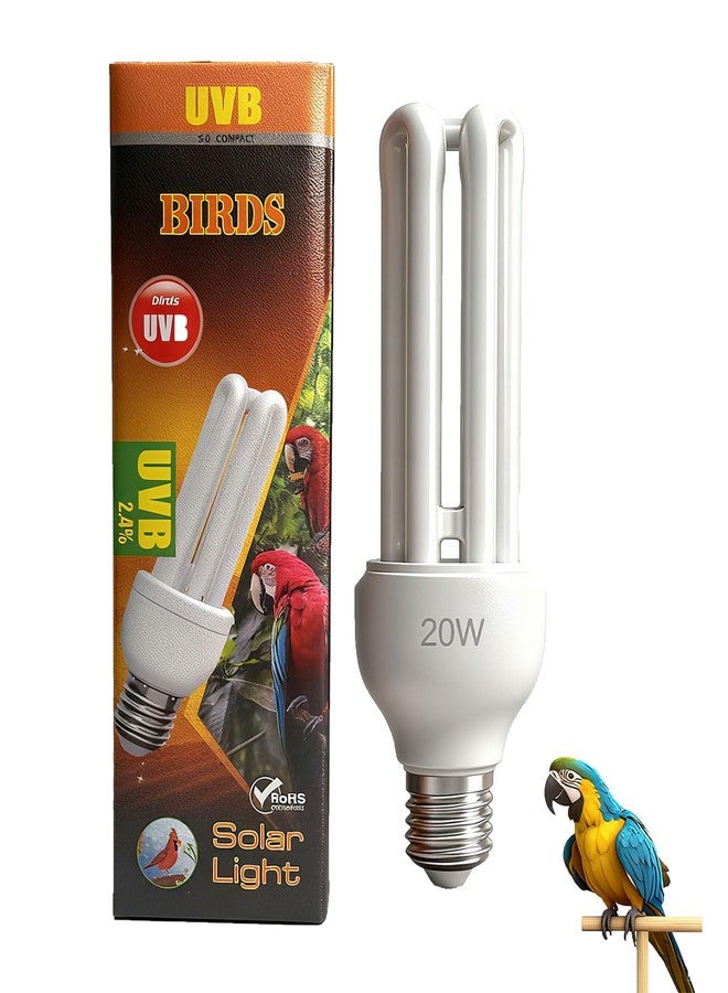 KINGYEENUO E26 UVA UVB Light Bulb for Birds 2.4 UVB 20W Compact Flourescent Lamp for All Kinds Captive Birds, Natural Sunlight Simulation Bird Parrot Light Bulb Compact UVB Lamp Bird Cage UVB Light - Image 1
