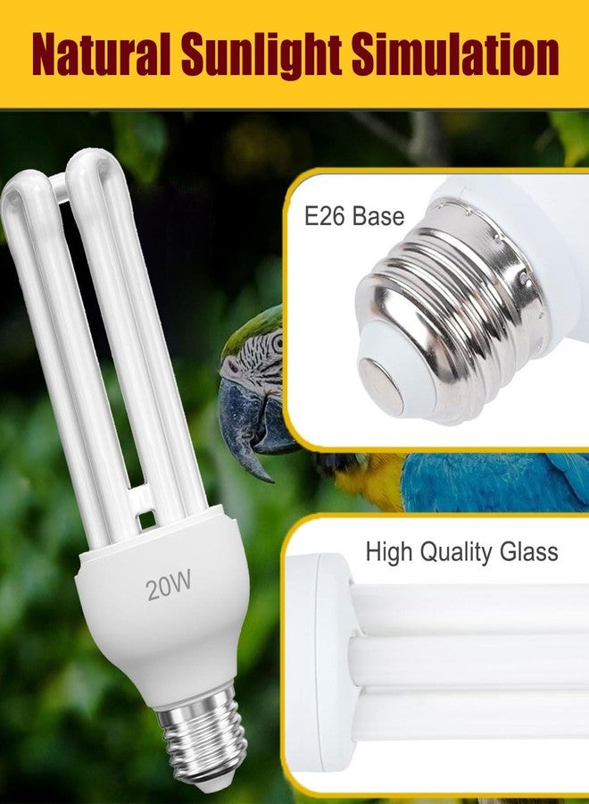 KINGYEENUO E26 UVA UVB Light Bulb for Birds 2.4 UVB 20W Compact Flourescent Lamp for All Kinds Captive Birds, Natural Sunlight Simulation Bird Parrot Light Bulb Compact UVB Lamp Bird Cage UVB Light - Image 3