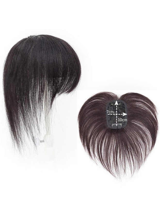 Remeehi Human Hair Invisible Clip In Hairpiece Straight Toupee Or Topper Wiglet Top Thin Hair On Mono 8 Inch Reddish Brown - Image 1