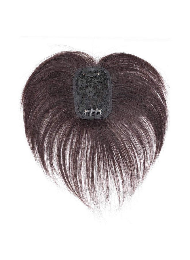 Remeehi Human Hair Invisible Clip In Hairpiece Straight Toupee Or Topper Wiglet Top Thin Hair On Mono 8 Inch Reddish Brown - Image 5