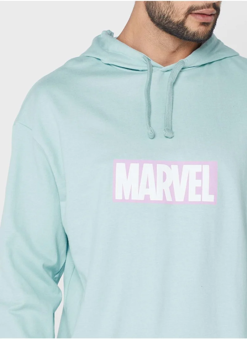 AVENGERS Hulk Print Drop Shoulder Hoodie