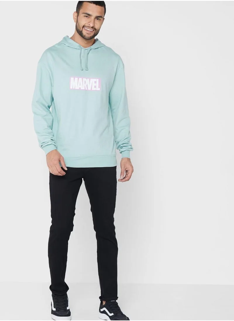 AVENGERS Hulk Print Drop Shoulder Hoodie