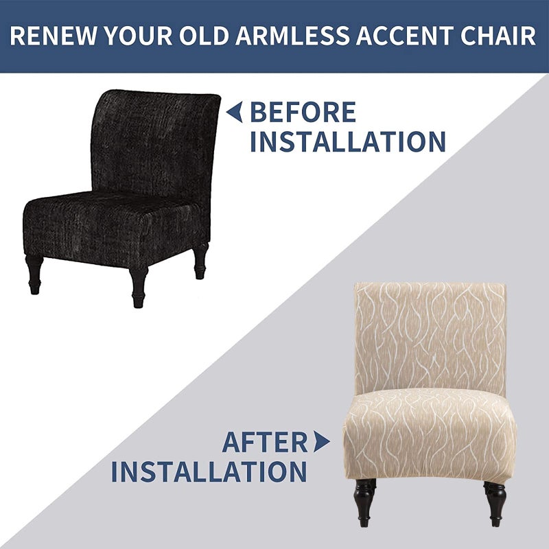 Eco-Ancheng Armless Chair Slipcover Removable Armless Accent Chairs Covers Washable Armless Slipper Chair Slipcover Printed Armless Chair Furniture Protector Covers for Living Dining Room Hotel - Image 5