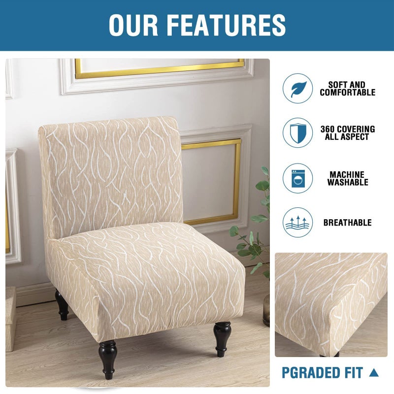 Eco-Ancheng Armless Chair Slipcover Removable Armless Accent Chairs Covers Washable Armless Slipper Chair Slipcover Printed Armless Chair Furniture Protector Covers for Living Dining Room Hotel - Image 3