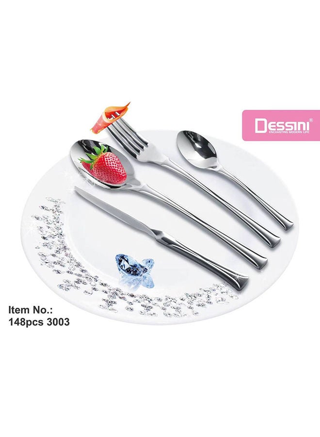 DESSINI طقم أدوات مائدة ديسيني 148 قطعة فضي - Image 1
